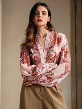 Anewsta Printed Paisley Button-Up Long Sleeve Shirt With Elegant Elegant